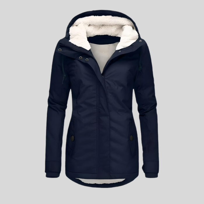 Dames Winterjas met Capuchon Teddy Voering Waterdicht Lang Warm Outdoorjas Grijs Zwart Blauw Winterkleding | Sulvida