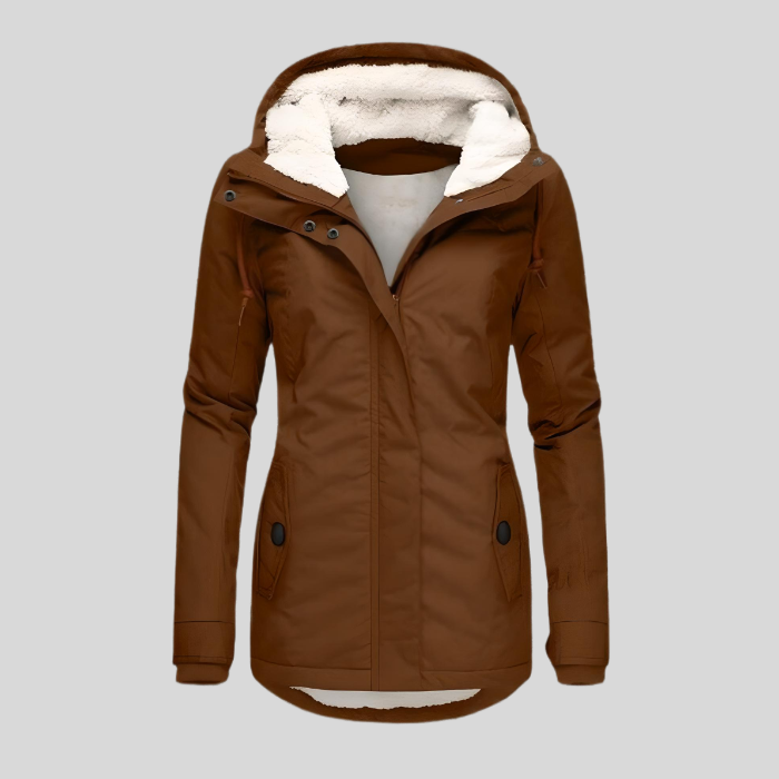 Dames Winterjas met Capuchon Teddy Voering Waterdicht Lang Warm Outdoorjas Grijs Zwart Blauw Winterkleding | Sulvida