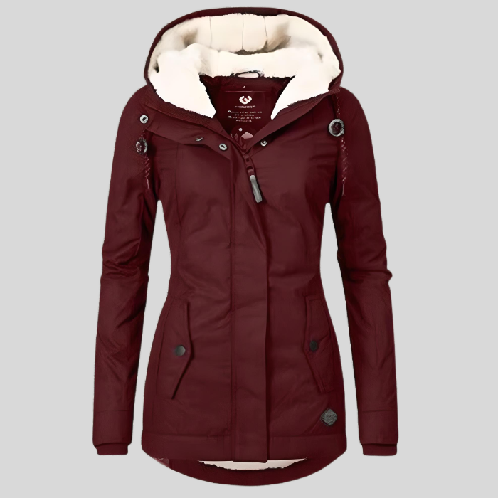 Dames Winterjas met Capuchon Teddy Voering Waterdicht Lang Warm Outdoorjas Grijs Zwart Blauw Winterkleding | Sulvida