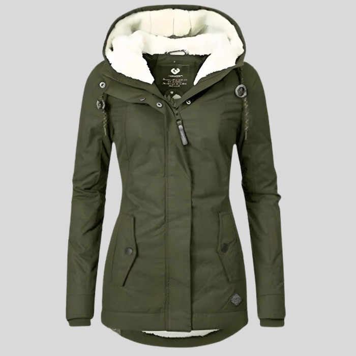 Dames Winterjas met Capuchon Teddy Voering Waterdicht Lang Warm Outdoorjas Grijs Zwart Blauw Winterkleding | Sulvida