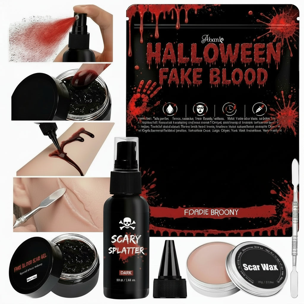 Halloween Schminkset Nepbloed 5-Delig Afwasbaar voor Zombie Horror Monster Kostuumeffecten Griezel Make-up | Sulvida