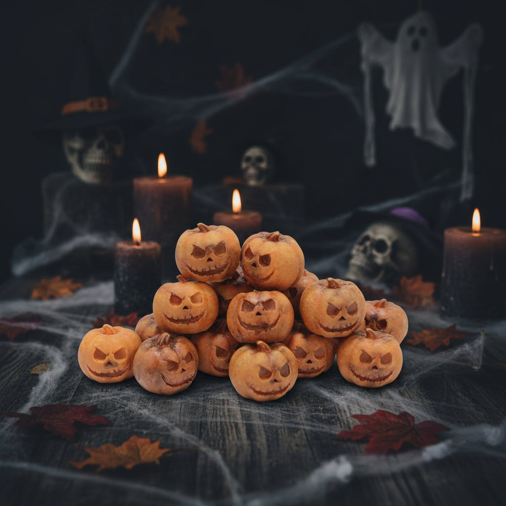 Miniatuur Pompoenen Hars Decoratie Halloween Feest Sfeer Gesneden Gezichtjes Oranje Kunsthars Tafelversiering | Sulvida
