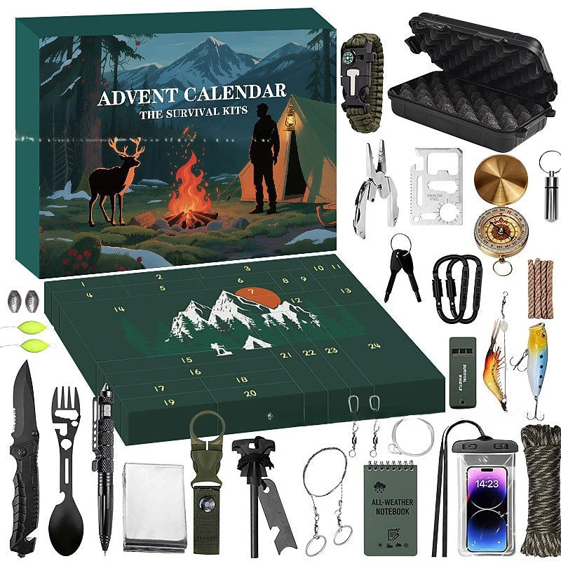 Outdoor Adventskalender met 24 Gereedschappen – Kampeer Wandel Survival Tools voor Avontuurlijke December | Sulvida