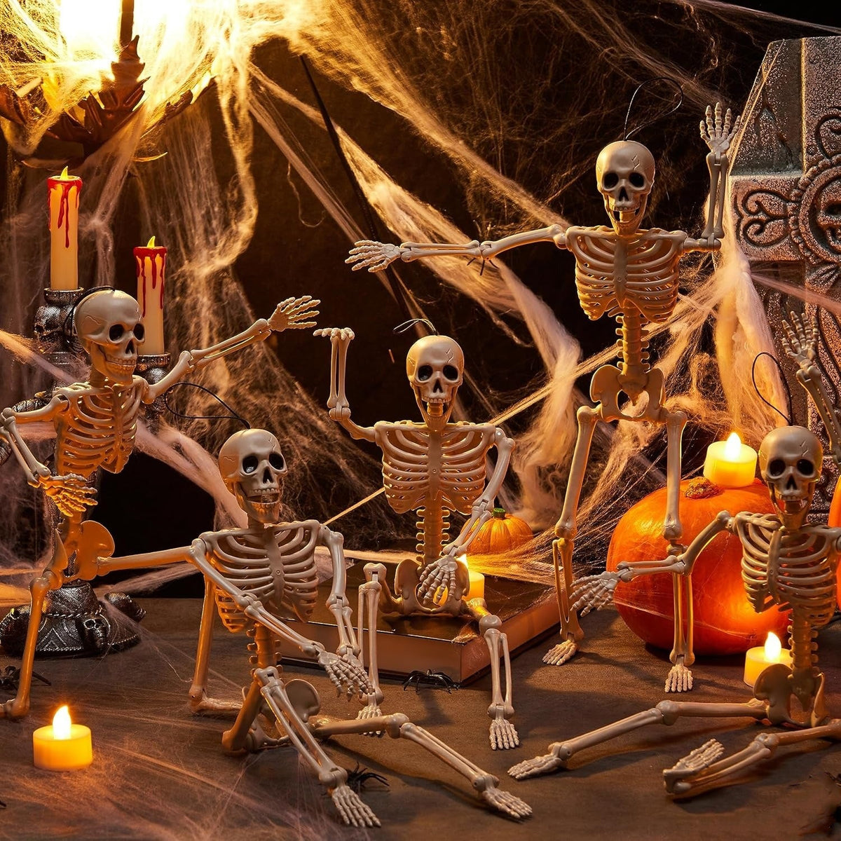 Verstelbaar Skelet Ophangdecoratie Halloween met Bewegende Gewrichten Griezelige Feestdecoratie Binnen Buiten | Sulvida
