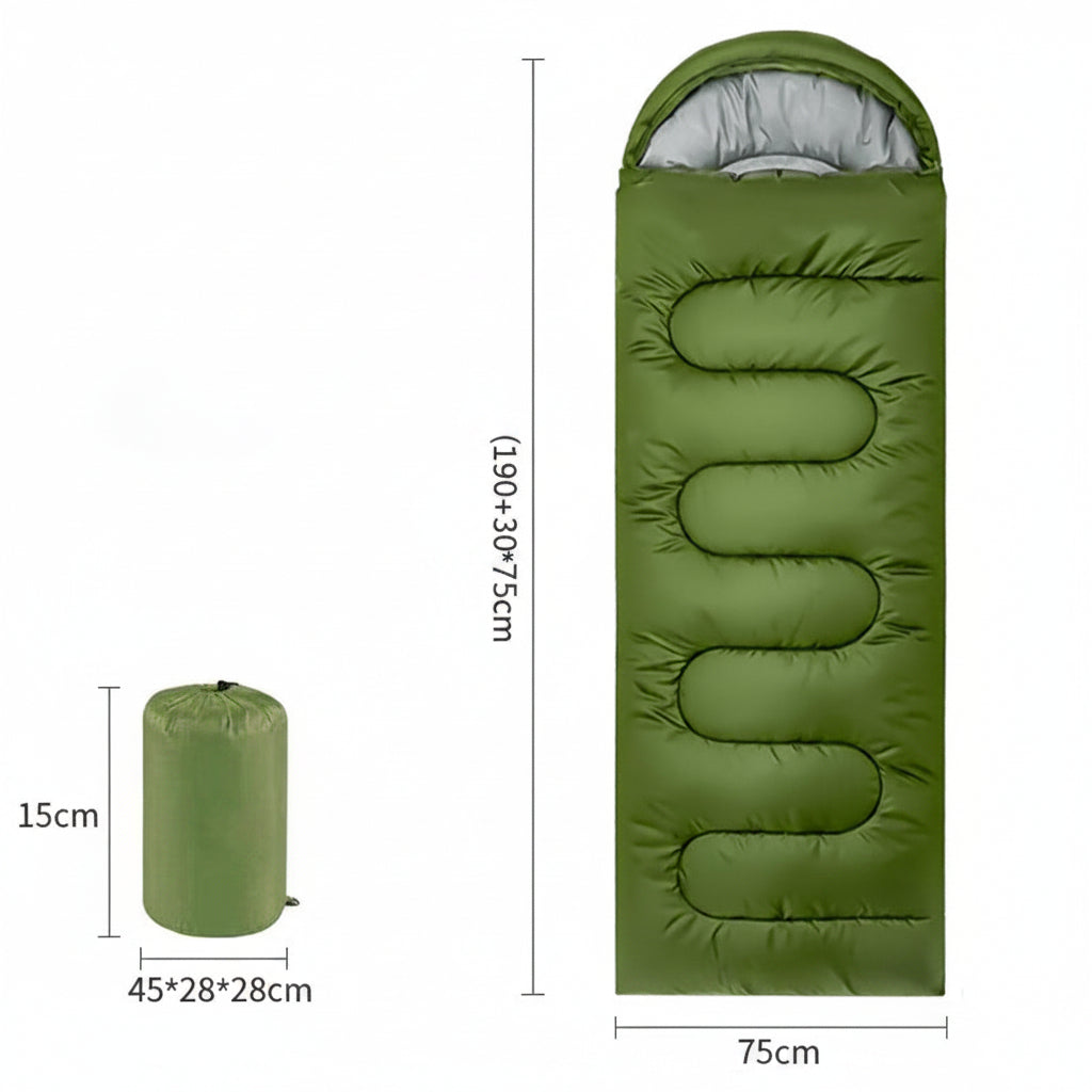 Thermische Envelopslaapzak voor Camping & Trekking tot -10°C met Zachte Voering en Compacte Draagtas | Sulvida