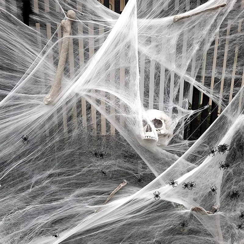 Rekbaar Spinnenwebdecor Wit – Kunstmatig Spinnenweb voor Halloween Decoratie Feest en Huisaccessoires | Sulvida