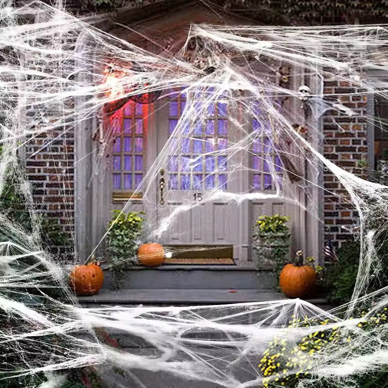 Rekbaar Spinnenwebdecor Wit – Kunstmatig Spinnenweb voor Halloween Decoratie Feest en Huisaccessoires | Sulvida