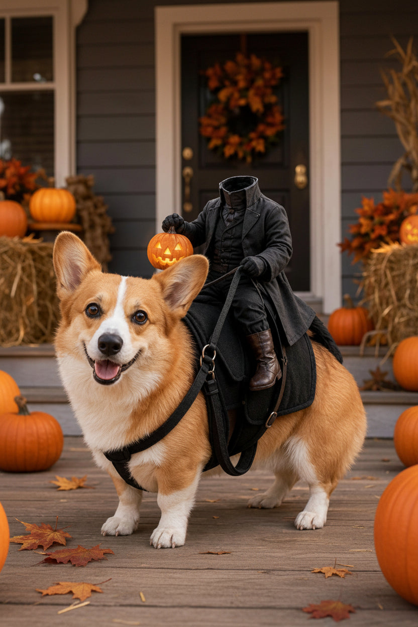 Hoofdloze Ridder Hondenpak met Pompoenlantaarn Halloween Huisdierkostuum Grappig Outfit Kat Hond Feestkleding | Sulvida