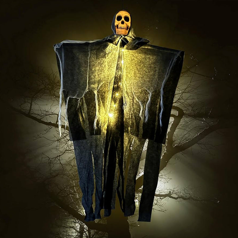 Verlichte Hangdecoratie Spookfiguur 61x80cm Halloween Schedel Gaas Tuindecoratie Horror Feest Griezel | Sulvida