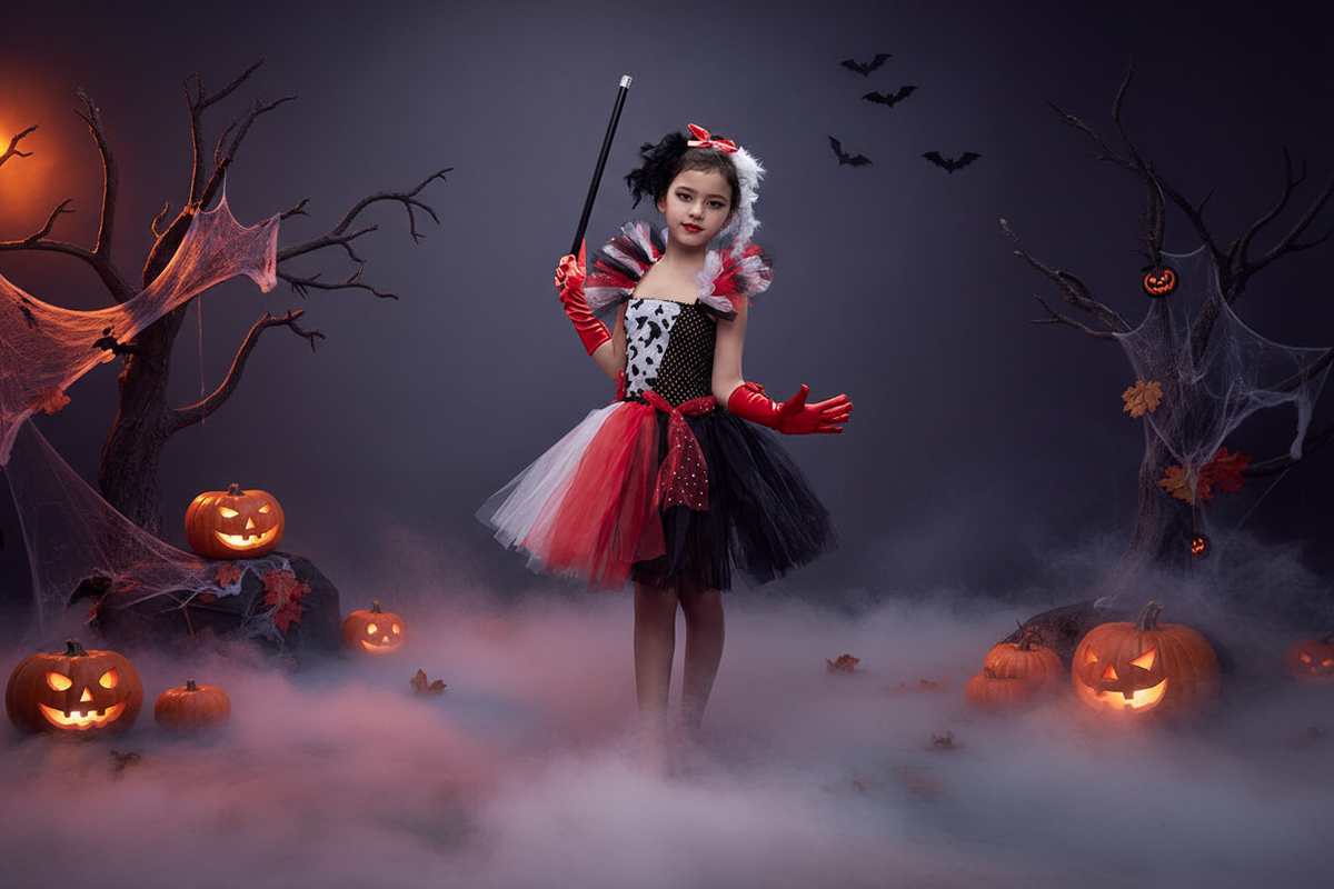 Villain Tutu Jurk Zwart-Wit voor Meisjes – Dalmatiër Print Verkleedjurk Halloween Carnaval Feest Kostuum | Sulvida