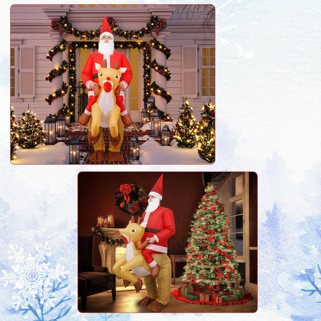 Opblaasbaar Kerstman Kostuum voor Volwassenen en Kinderen Feestdagen Verkleedkleding Kerst Outfit Carnaval | Sulvida