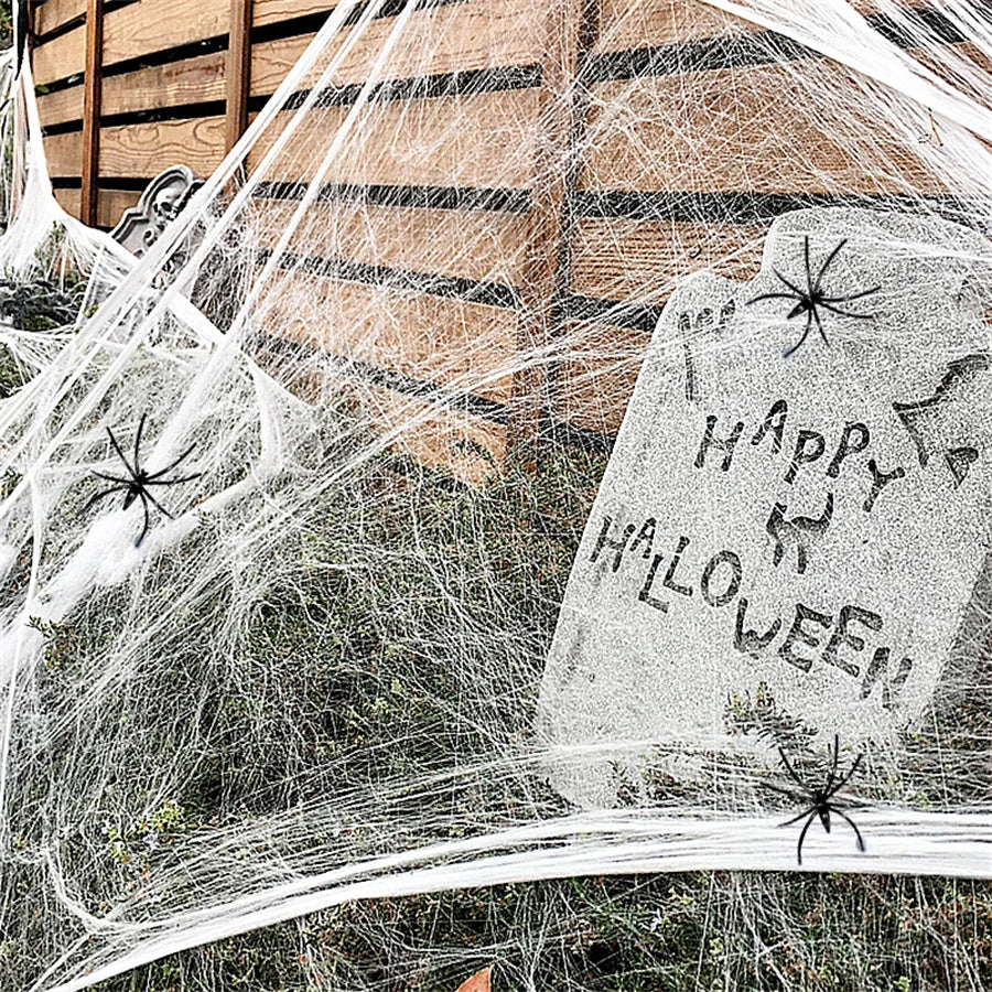 Rekbaar Spinnenwebdecor Wit – Kunstmatig Spinnenweb voor Halloween Decoratie Feest en Huisaccessoires | Sulvida