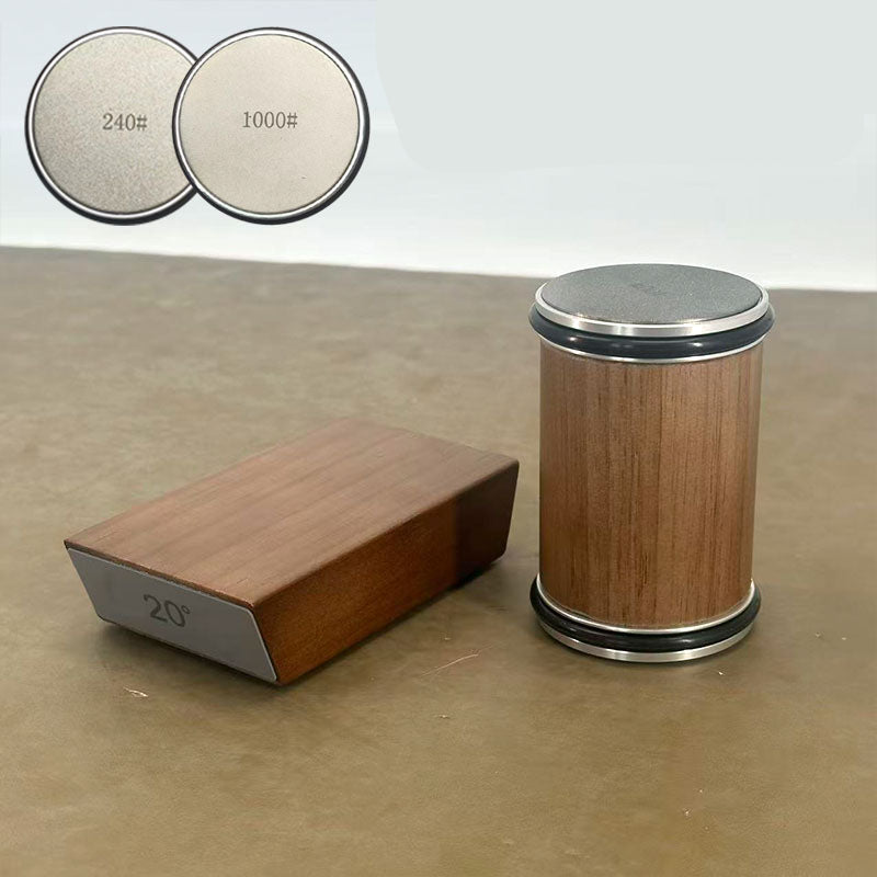 Rollende messenslijper met diamantkop en houten standaard voor keuken outdoor jacht visstrimmes en meer | Sulvida