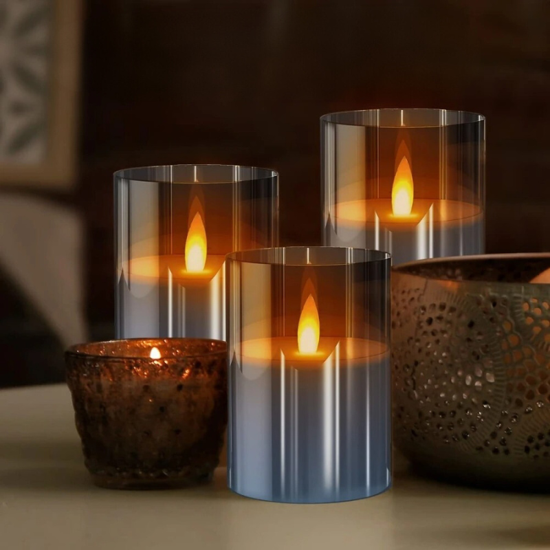 LED Kaarslichten met Afstandsbediening – Set van 3 Kaarsen met Warmwit Licht en Sfeerlichtjes – Flamloze Kaarsen voor Interieur en Feestversiering | Sulvida