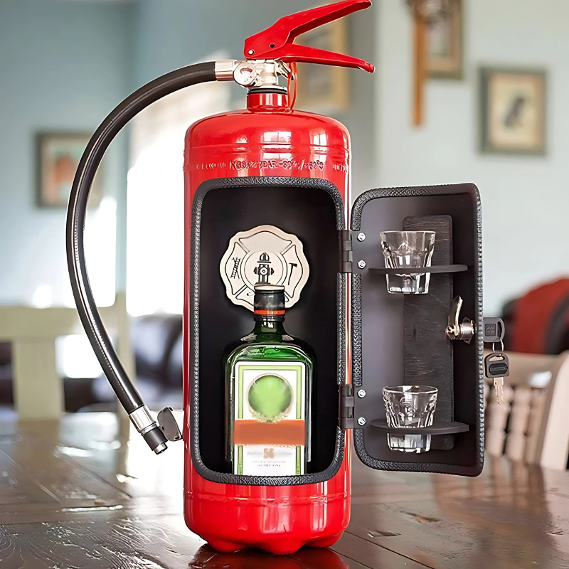 Mini-Bar uit Gerecyclede Feuerlöscher – Uniek Design Woonaccessoire voor Bier en Drankjes met Handgemaakte Robuuste Afwerking en Industriële Uitstraling | Sulvida