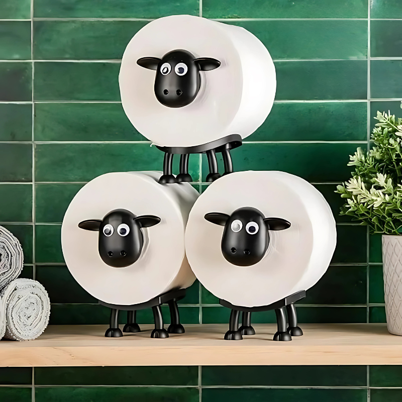 Porte-rouleaux de papier toilette en forme de mouton, lot de 3 – système pratique de rangement du papier toilette au design ludique pour la salle de bains et les WC | Sulvida