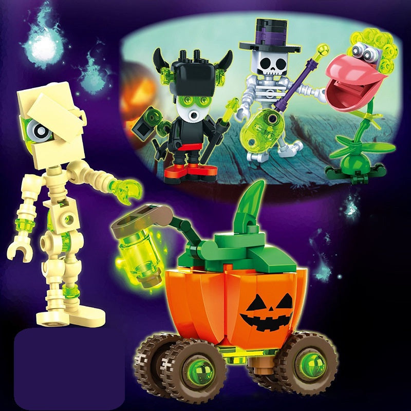 Lichtgevende Bouwblokken Halloween Figuren Puzzel Speelgoed Pompoen Schedel Educatief Creatief voor Kinderen | Sulvida