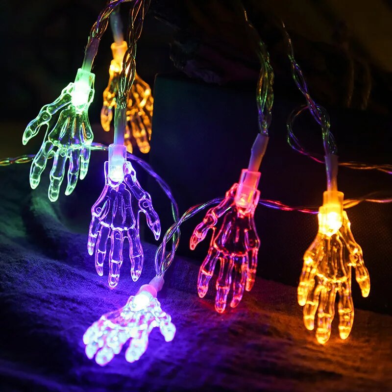 Lichtsnoer LED Schedelhanden Halloween Spookverlichting Binnen Buiten Feest Sfeer Decoratie Horror Griezel | Sulvida