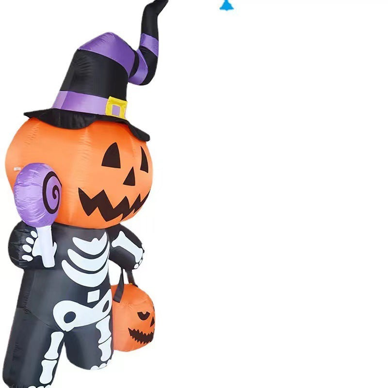 Opblaasbare Heks met Pompoen - 183cm Tuindecoratie met LED-verlichting voor Halloween Feesten & Tuin | Sulvida
