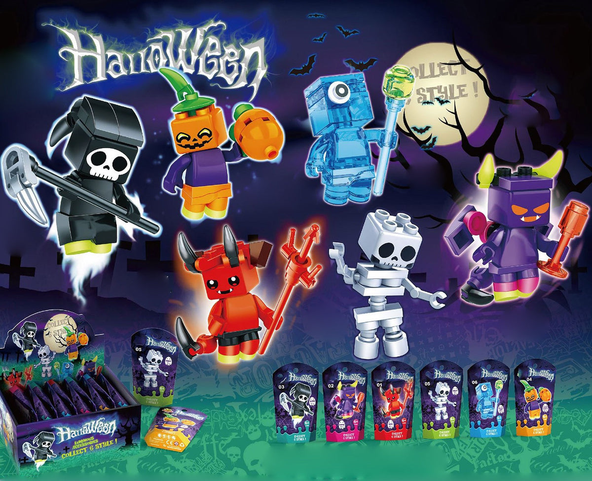 Lichtgevende Bouwblokken Halloween Figuren Puzzel Speelgoed Pompoen Schedel Educatief Creatief voor Kinderen | Sulvida