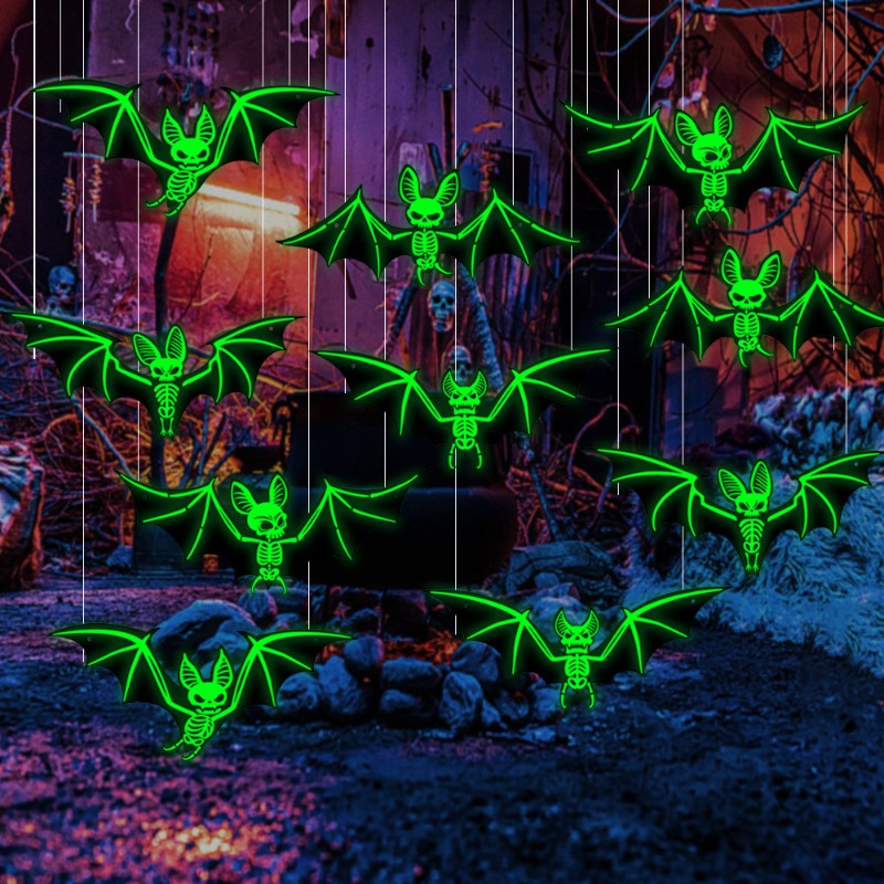Glow-in-the-Dark Vleermuizen Set 10 Stuks 3D Halloween Decoratie Muurstickers Binnen Buiten Hangend Feest | Sulvida