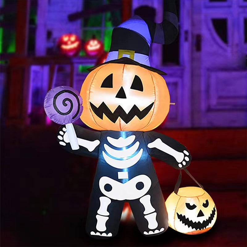 Opblaasbare Heks met Pompoen - 183cm Tuindecoratie met LED-verlichting voor Halloween Feesten & Tuin | Sulvida