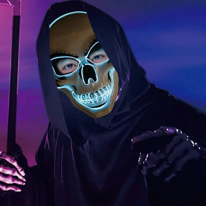 LED Schedel Masker met Lichtgevende Lijnen voor Halloween, Themafeesten, Kostuum en Griezelige Horror Decoratie | Sulvida