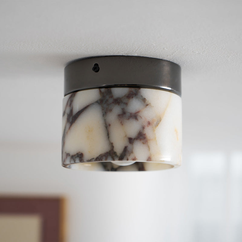 Ronde plafondlamp natuursteen glas metaal E26 E27 IP20 wit zwart klassieke opbouw plafondverlichting | Sulvida