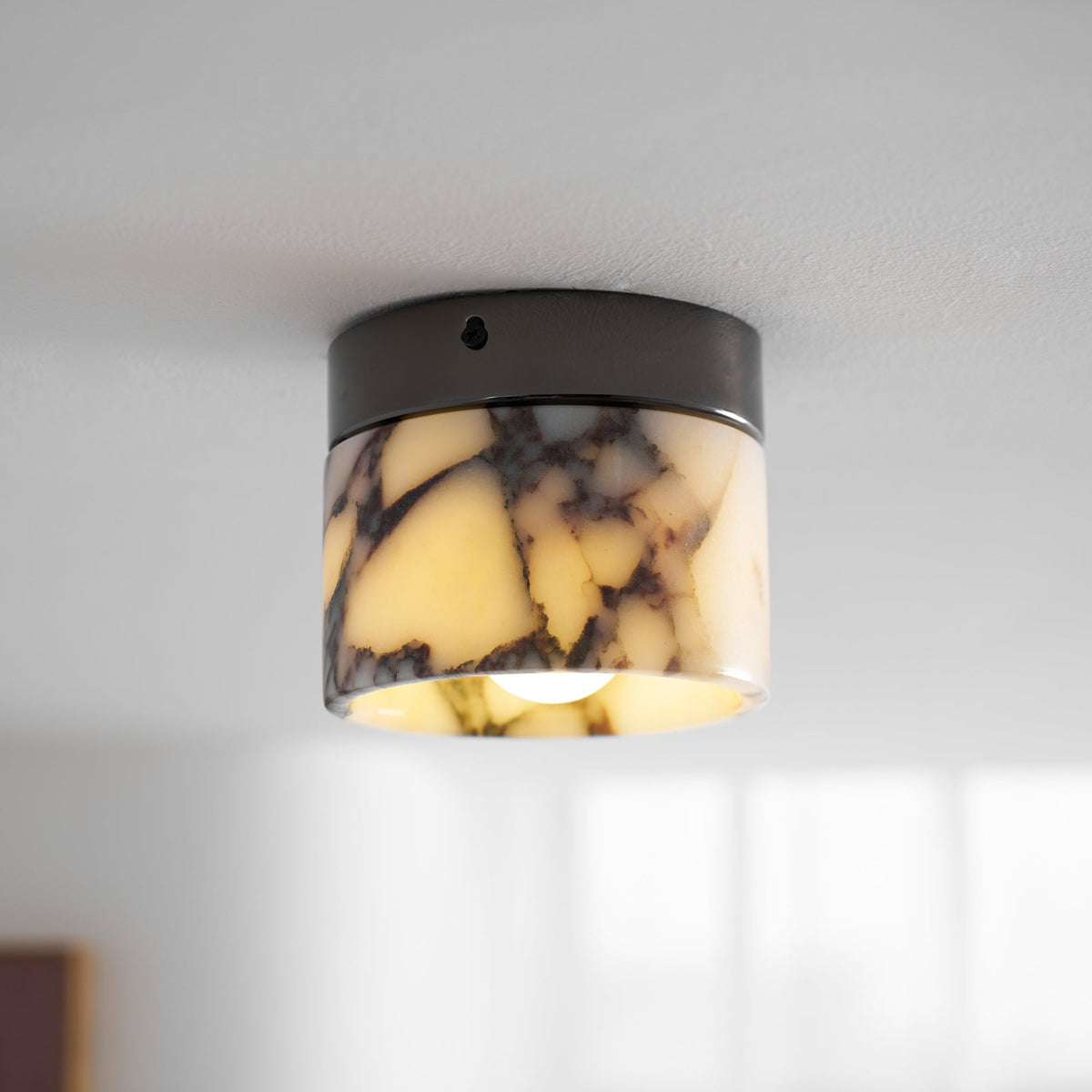 Ronde plafondlamp natuursteen glas metaal E26 E27 IP20 wit zwart klassieke opbouw plafondverlichting | Sulvida