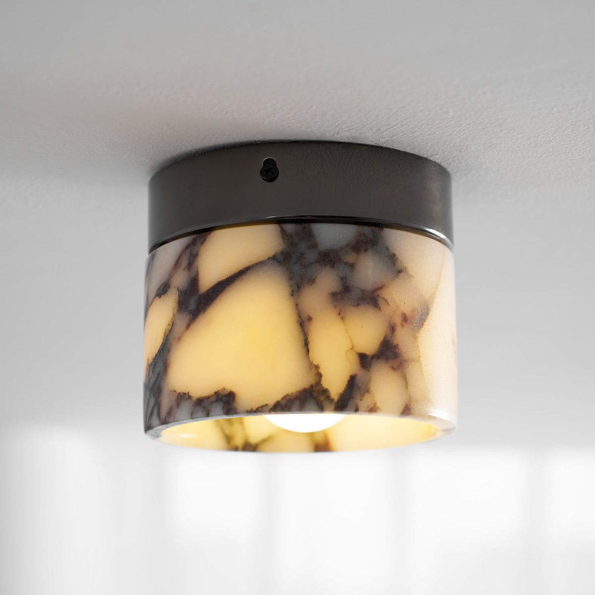 Ronde plafondlamp natuursteen glas metaal E26 E27 IP20 wit zwart klassieke opbouw plafondverlichting | Sulvida