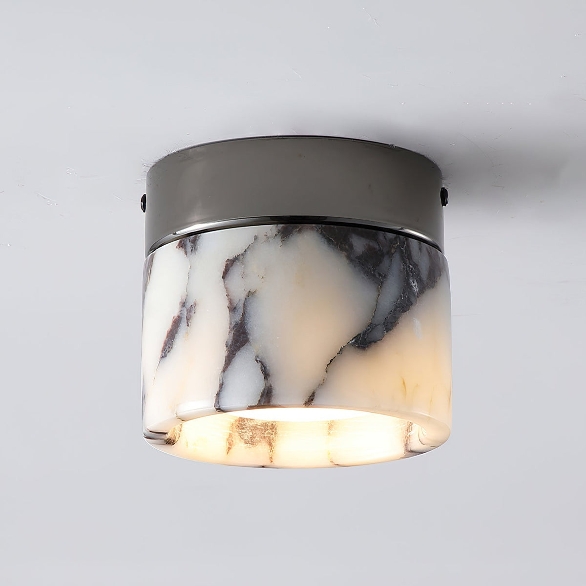 Ronde plafondlamp natuursteen glas metaal E26 E27 IP20 wit zwart klassieke opbouw plafondverlichting | Sulvida