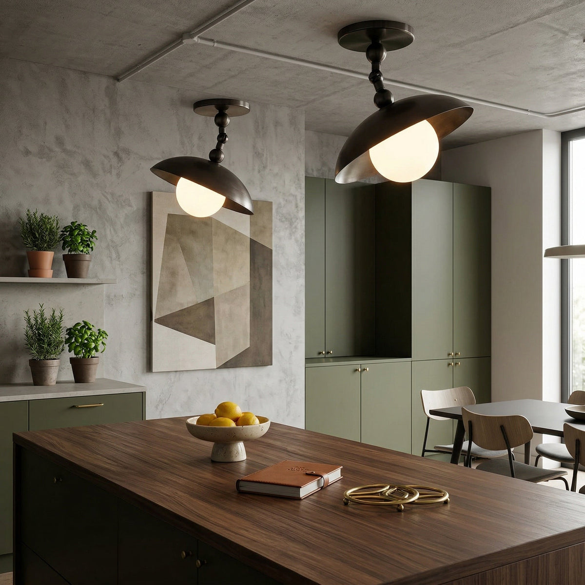 Plafondlamp Messing Glas Ø25cm Semi-Flush Klassiek Design G9 Fitting Handig Monteerbaar Woonkamer Slaapkamer | Sulvida