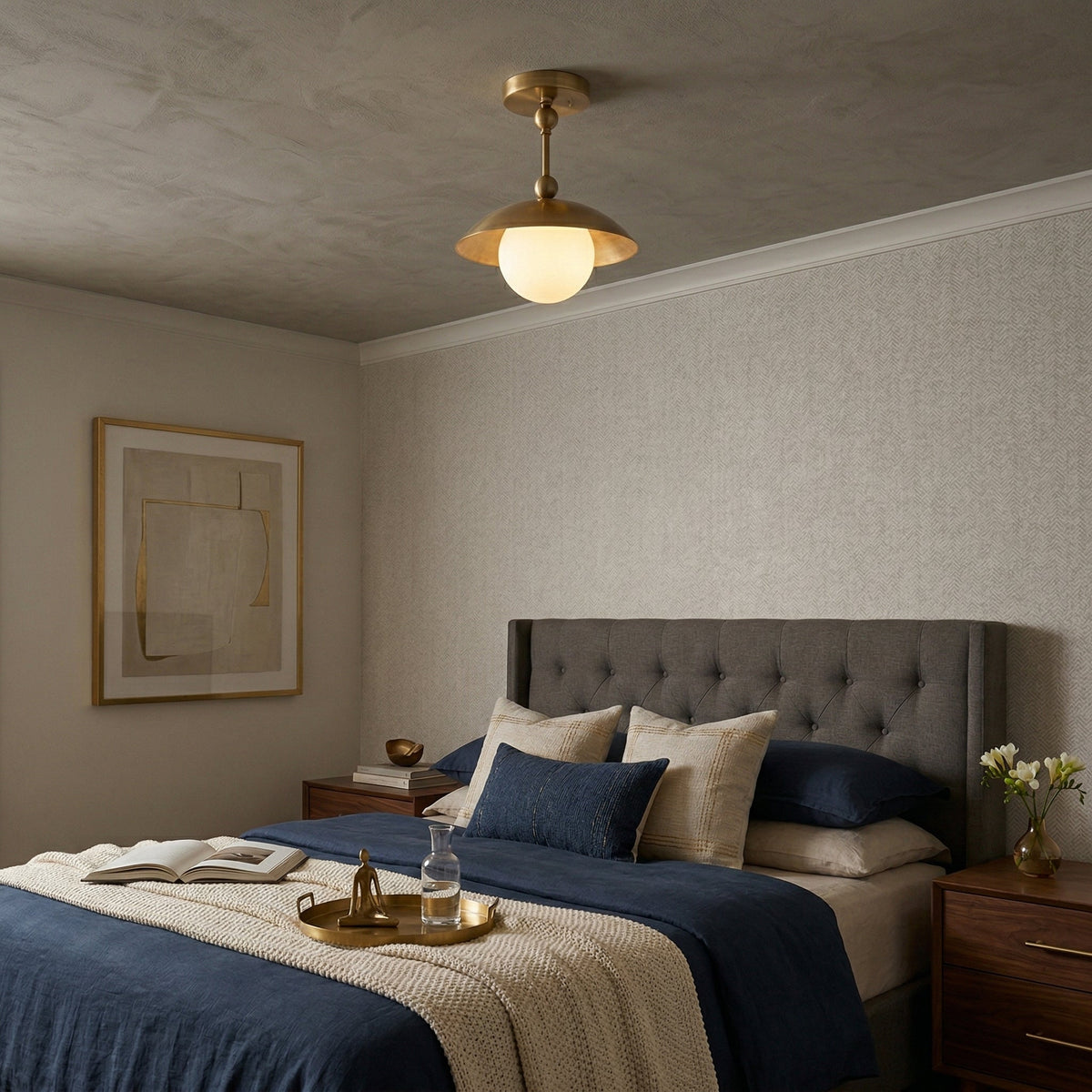 Plafondlamp Messing Glas Ø25cm Semi-Flush Klassiek Design G9 Fitting Handig Monteerbaar Woonkamer Slaapkamer | Sulvida