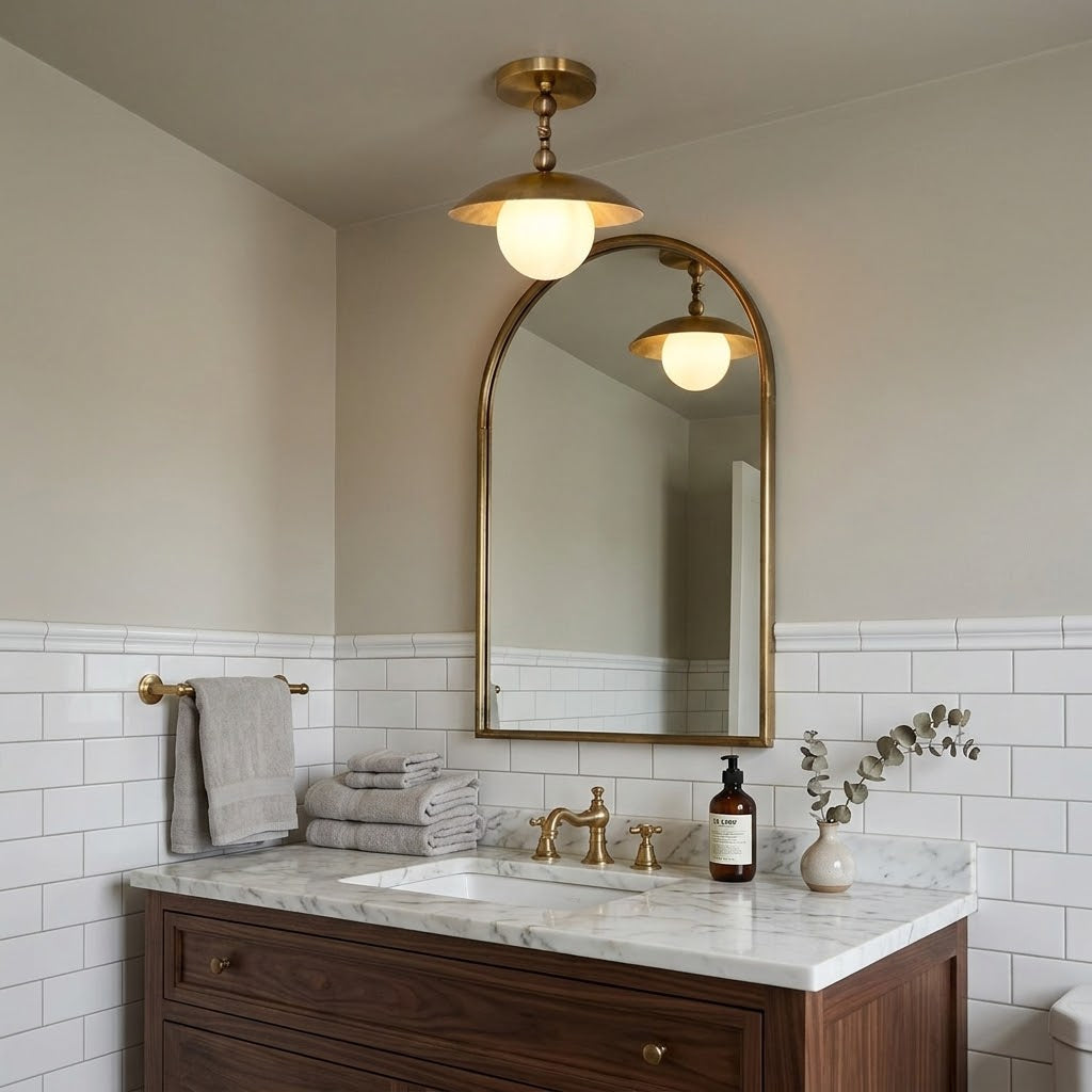 Plafondlamp Messing Glas Ø25cm Semi-Flush Klassiek Design G9 Fitting Handig Monteerbaar Woonkamer Slaapkamer | Sulvida