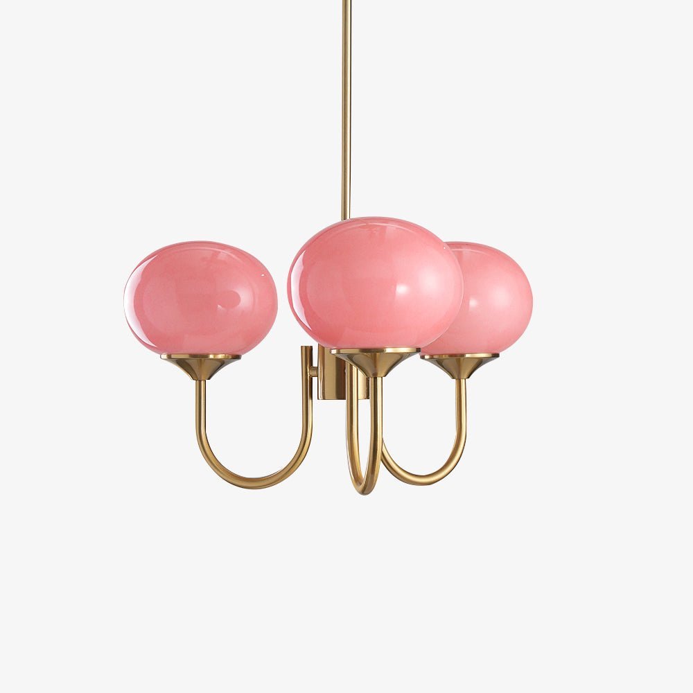 Glazen kroonluchter met metalen armatuur ø46cm & ø67cm 3 of 5 lichtpunten roze wit crème koper chroom | Sulvida