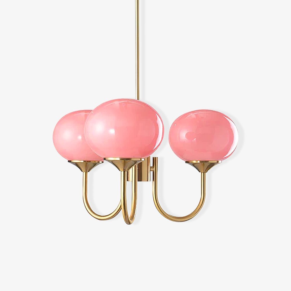 Glazen kroonluchter met metalen armatuur ø46cm & ø67cm 3 of 5 lichtpunten roze wit crème koper chroom | Sulvida