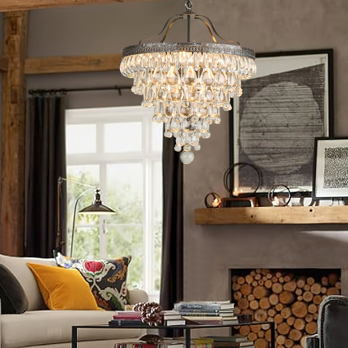 Kristallen Kroonluchter met Ijzeren Armen – Antiek Brons Vintage Plafondlamp voor Woonkamer Eetkamer | Sulvida