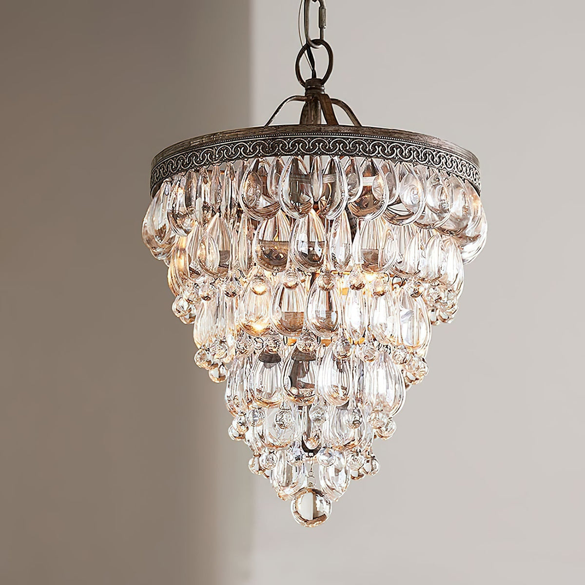 Kristallen Kroonluchter met Ijzeren Armen – Antiek Brons Vintage Plafondlamp voor Woonkamer Eetkamer | Sulvida