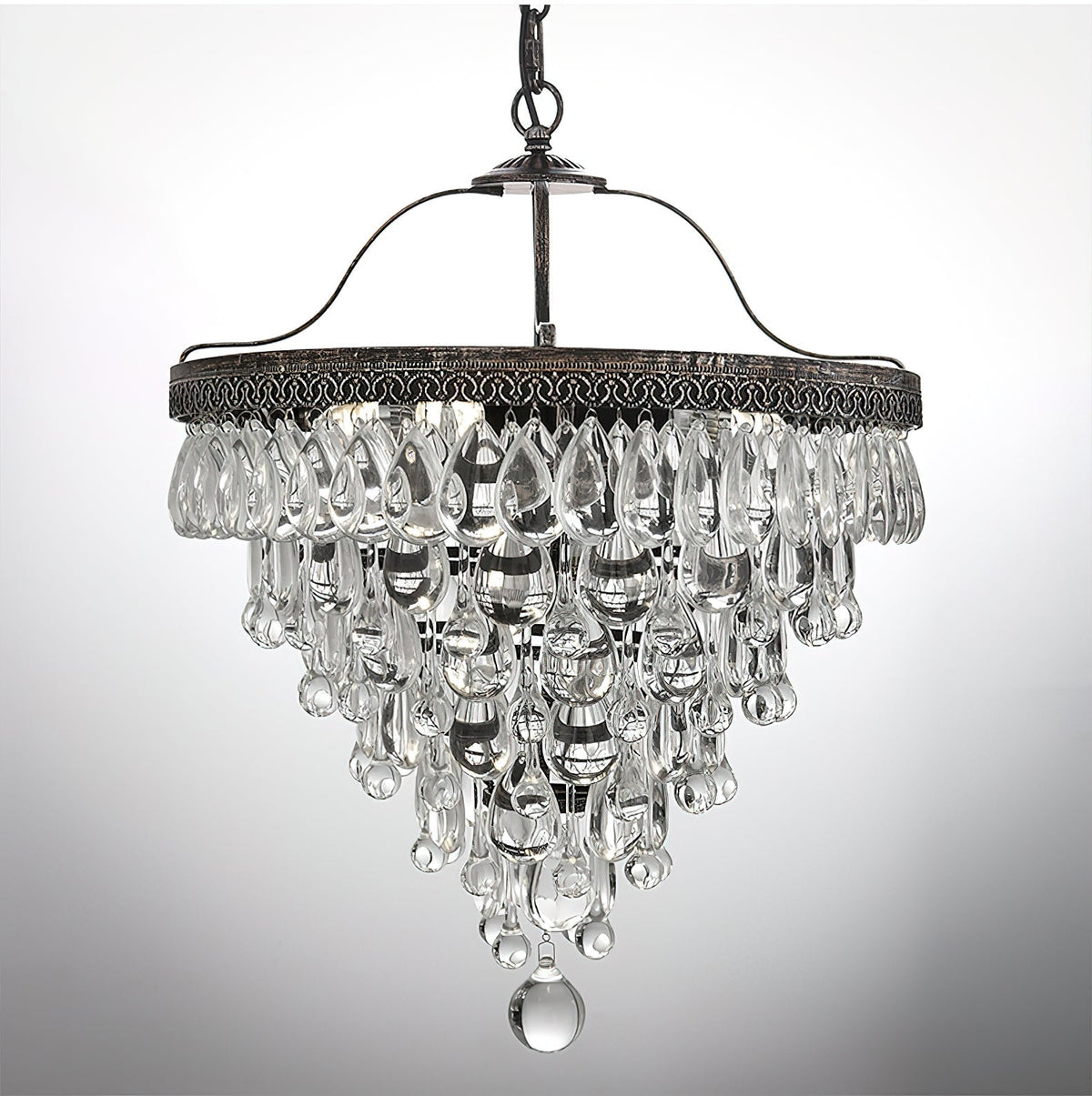 Kristallen Kroonluchter met Ijzeren Armen – Antiek Brons Vintage Plafondlamp voor Woonkamer Eetkamer | Sulvida
