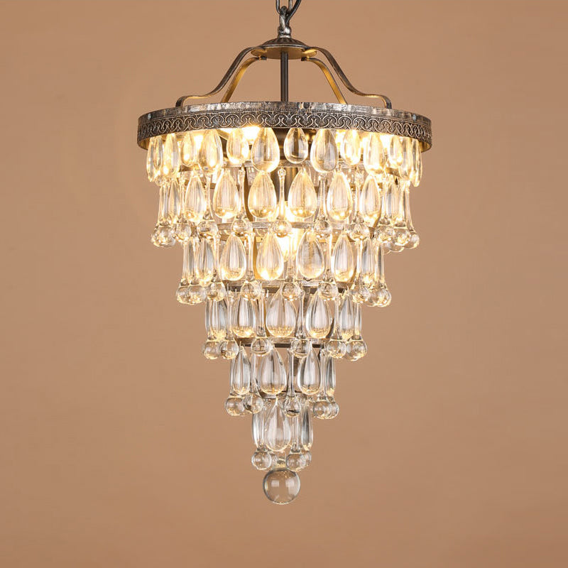 Kristallen Kroonluchter met Ijzeren Armen – Antiek Brons Vintage Plafondlamp voor Woonkamer Eetkamer | Sulvida