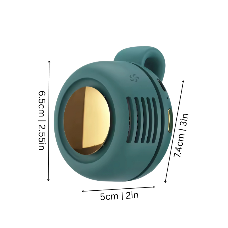 Draagbare Nekkoelingventilator Grijs Groen USB Oplaadbaar Handsfree Airco Zomer Clip Ventilatie Koeling | Sulvida