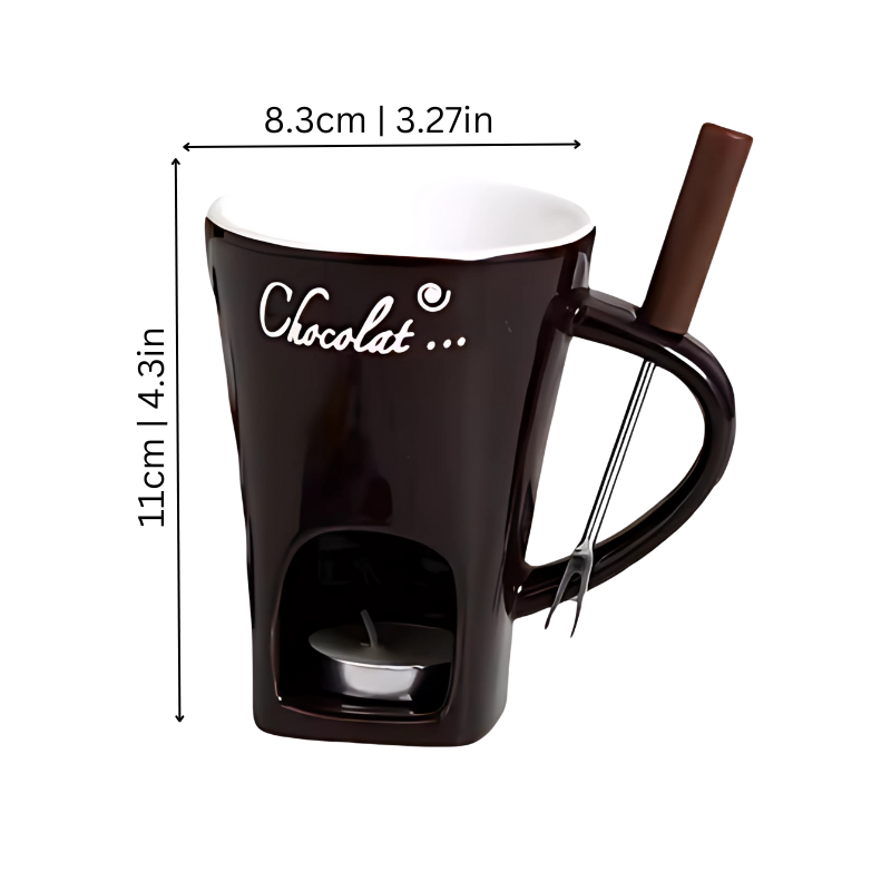 Service à fondue FondueFest avec chauffe-fondue à la bougie – caquelon en céramique pour chocolat et fromage – service à fondue 2 pièces pour une fondue conviviale à table | Sulvida