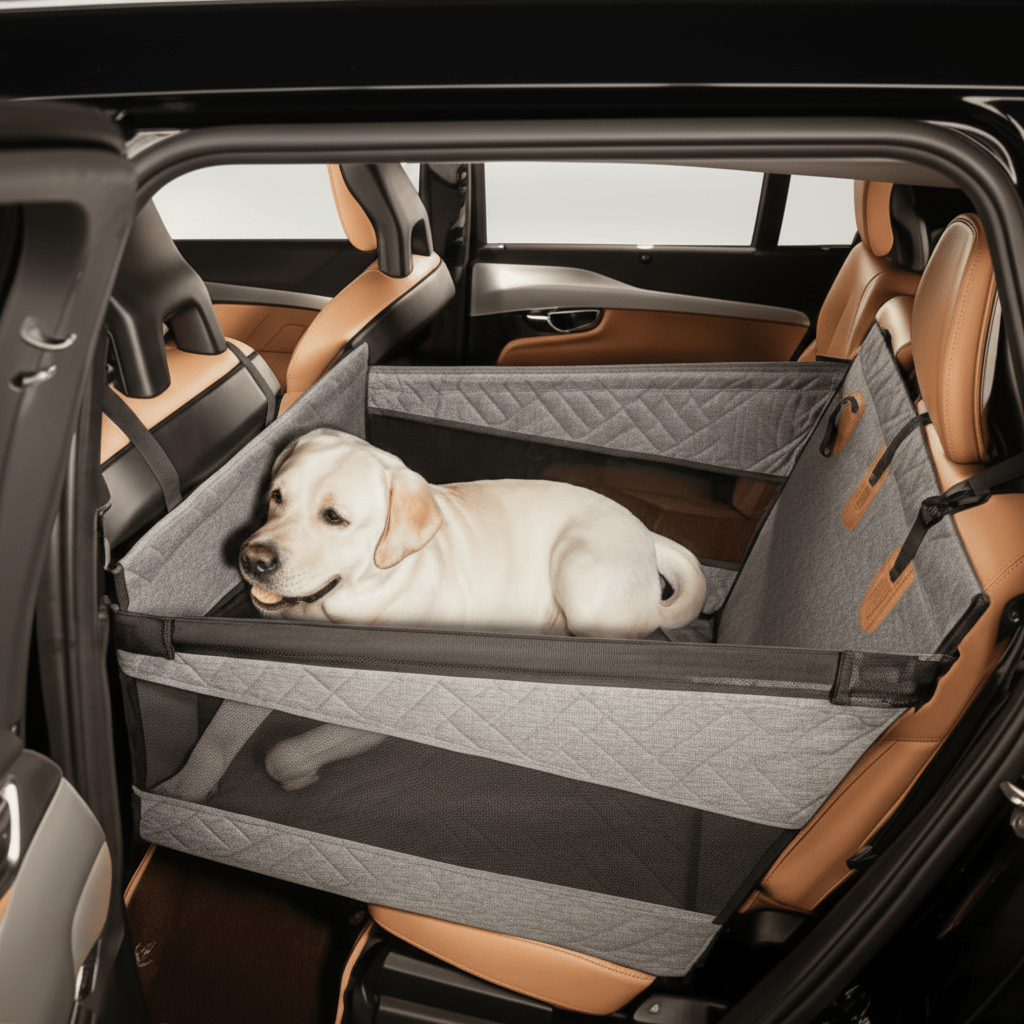 Hondendeken met Memory Foam Waterdicht Reiskussen Autostoelhoes Beschermhoes voor Huisdieren Grijs Zwart | Sulvida