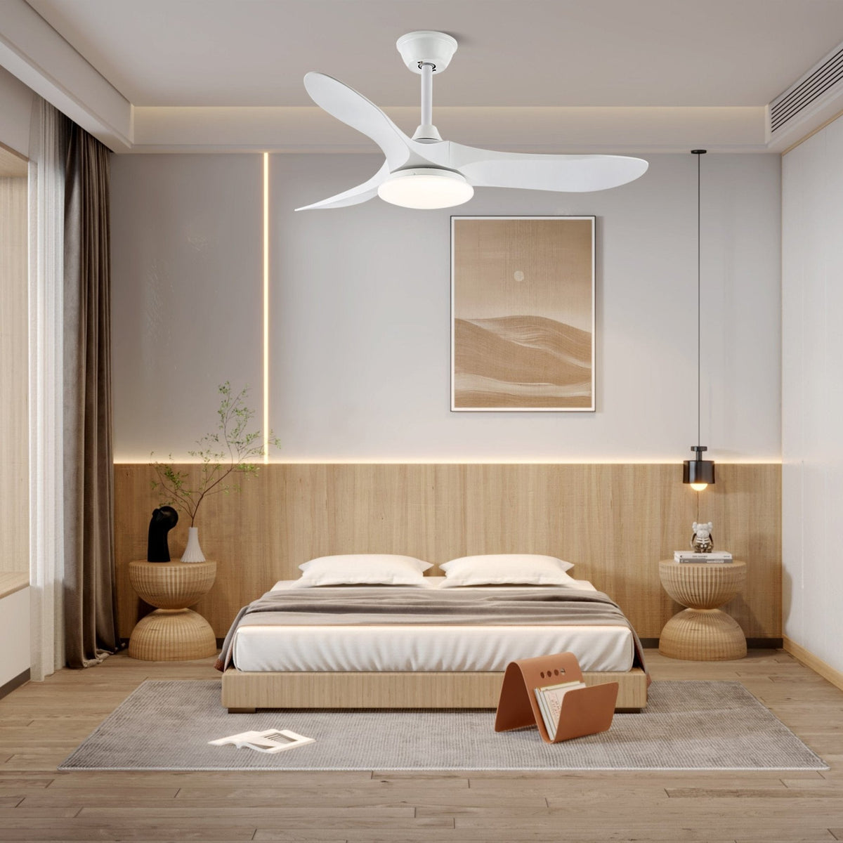 Plafondventilator met Verlichting Houten Bladen 106-132cm Afstandsbediening 6 Snelheden Stil Energiezuinig | Sulvida