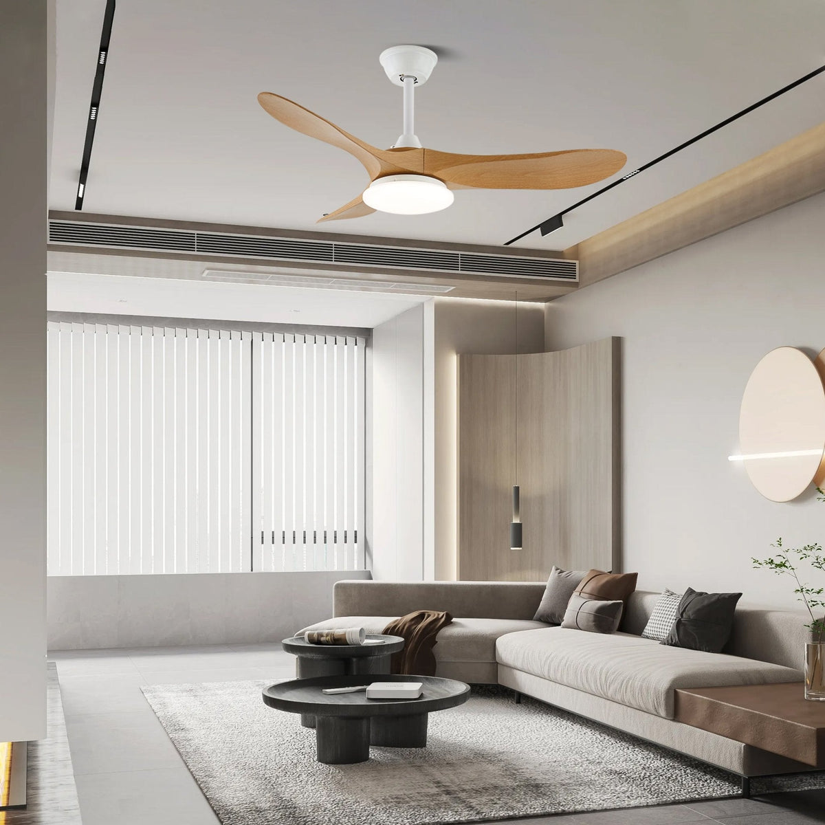 Plafondventilator met Verlichting Houten Bladen 106-132cm Afstandsbediening 6 Snelheden Stil Energiezuinig | Sulvida