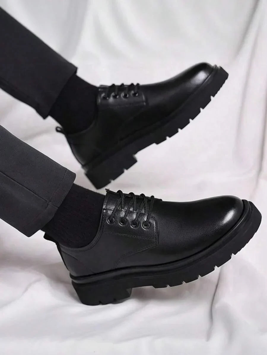 Herenschoenen Derby Zwart Veterschoenen Profielzool Casual Klassiek Business Comfortabel Robuust Stijlvol | Sulvida