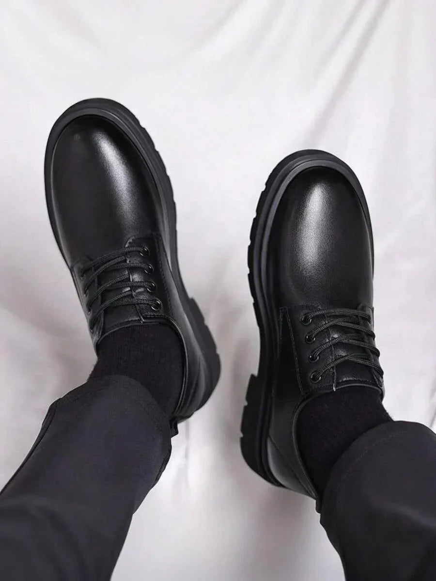 Herenschoenen Derby Zwart Veterschoenen Profielzool Casual Klassiek Business Comfortabel Robuust Stijlvol | Sulvida