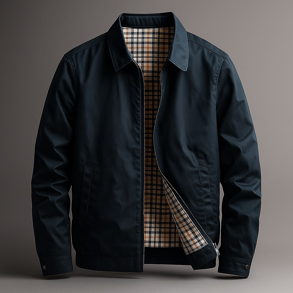 Veste Harrington pour homme, col pointu, style bomber doublé, veste de printemps décontractée et élégante, design rétro classique | Sulvida