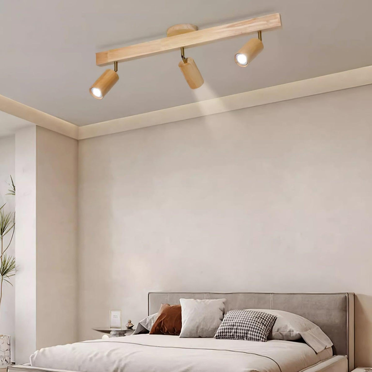 Plafondspot Hout Verstelbaar 2-5 Spots Warm Licht Spotbalk Modern Interieur Rail Directe Verlichting | Sulvida