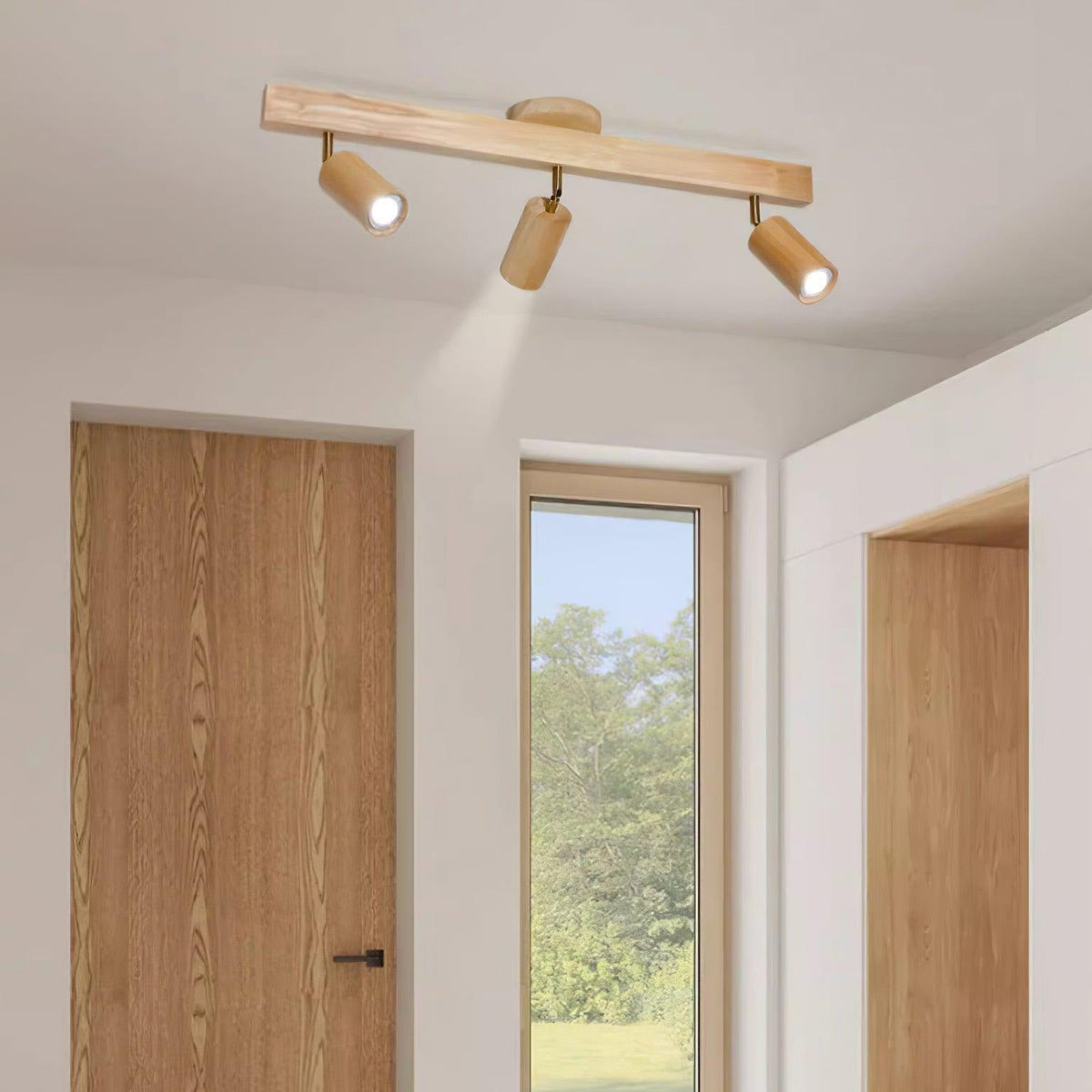 Plafondspot Hout Verstelbaar 2-5 Spots Warm Licht Spotbalk Modern Interieur Rail Directe Verlichting | Sulvida